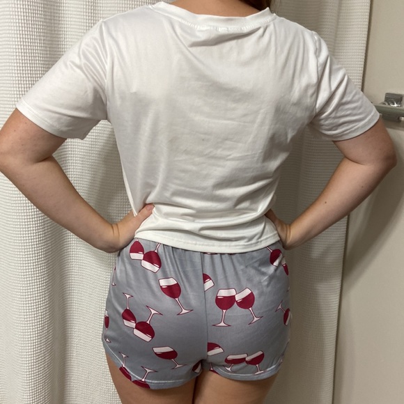 Women’s SHEIN “Wine O’ Clock” gray and white pajama set. Size medium. - Picture 4 of 9